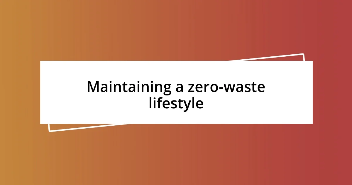 Maintaining a zero-waste lifestyle