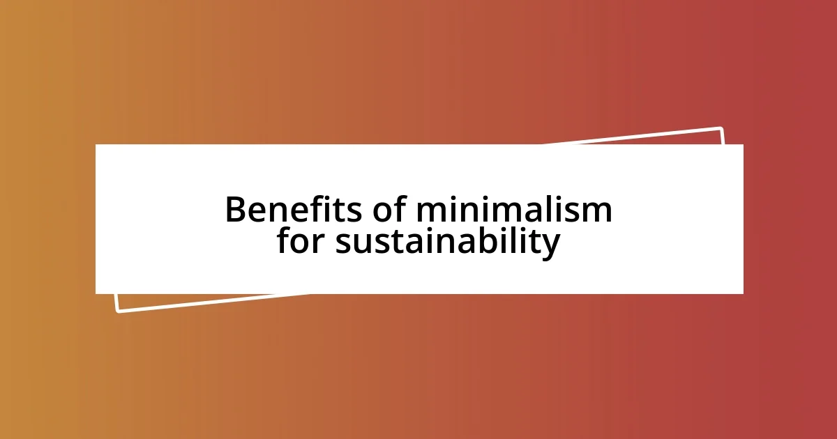 Benefits of minimalism for sustainability