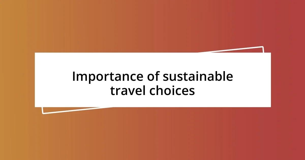 Importance of sustainable travel choices